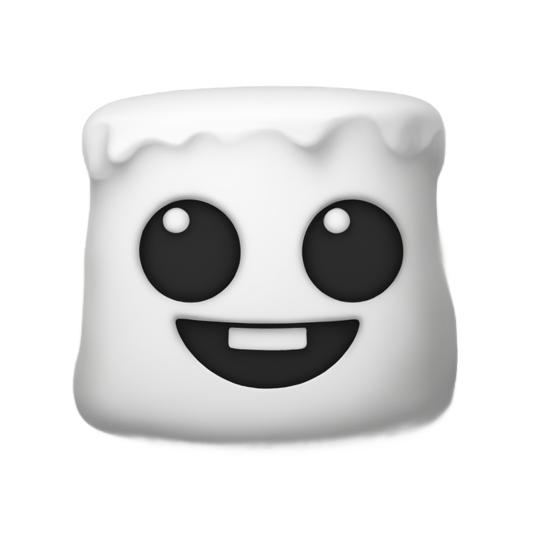 genmoji：A marshmallow with black x’s for eyes and a smile