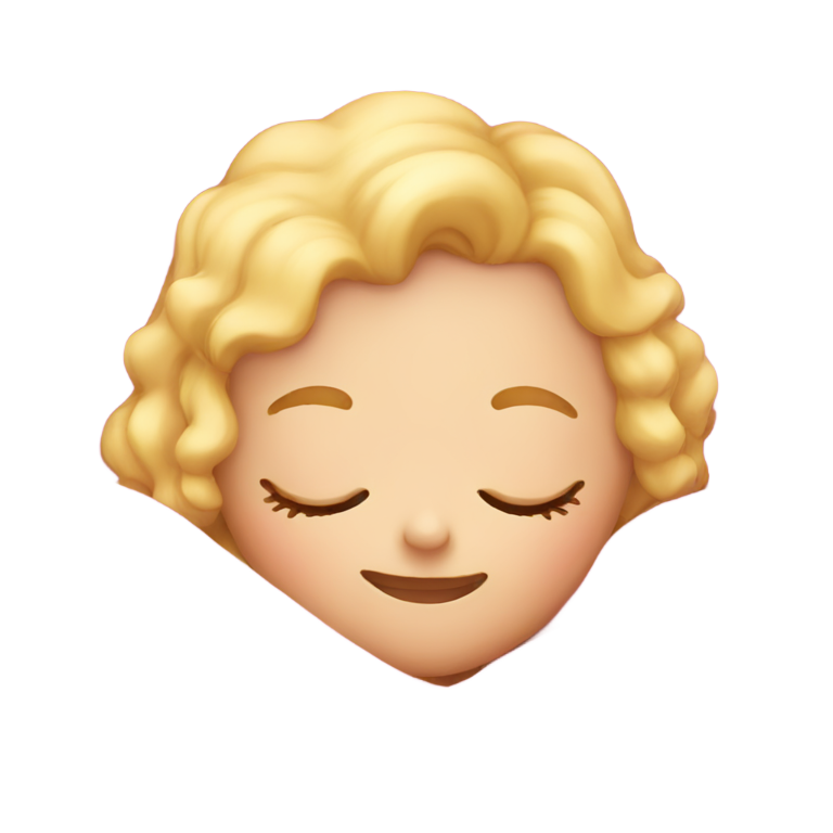 genmoji：blonde girl sleeping under pink