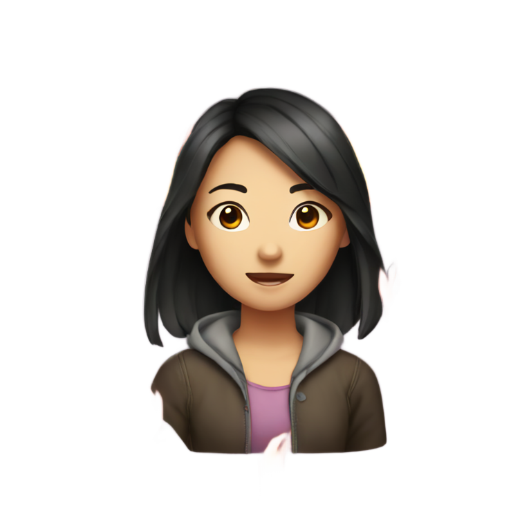 genmoji: Asian girl on fire