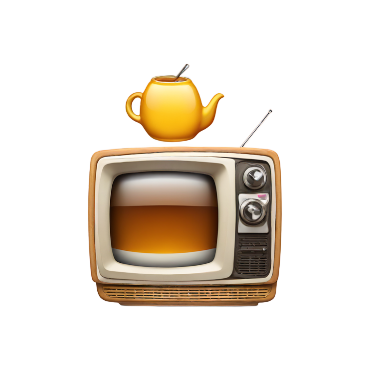 絵文字：レトロなテレビや電話の画面にひび割れたお茶の絵文字