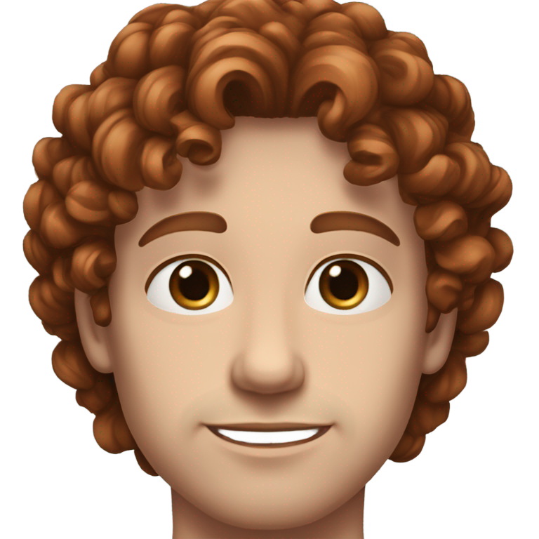 genmoji：男人，肤色非常白，深红色卷发，蓝眼睛，鼻子宽，下巴强健，漂亮，浅粉色薄唇