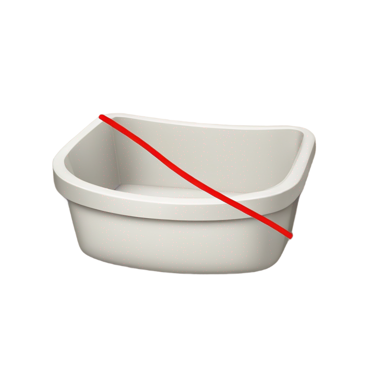 genmoji：the cat litter tray is crossed out with a red line