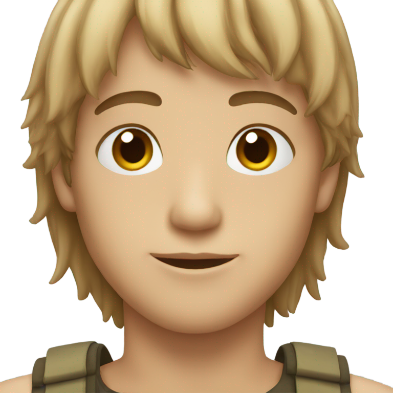 genmoji : Garçon avec frange brune, yeux marron et mèches blondes