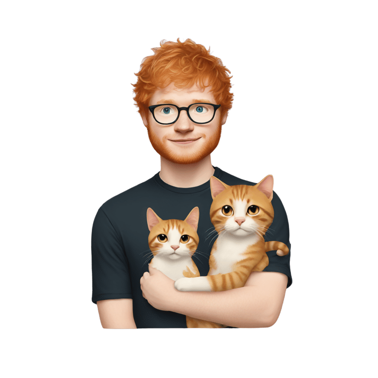 genmoji：爱德·希伦 (Ed Sheeran) 与猫