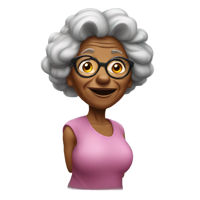 genmoji : Vieille femme noire ridée avec un gros derrière qui twerke