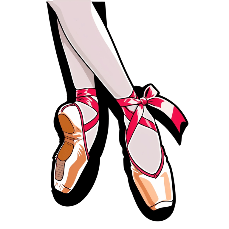 絵文字：pointe shoes with ribbons on pointe