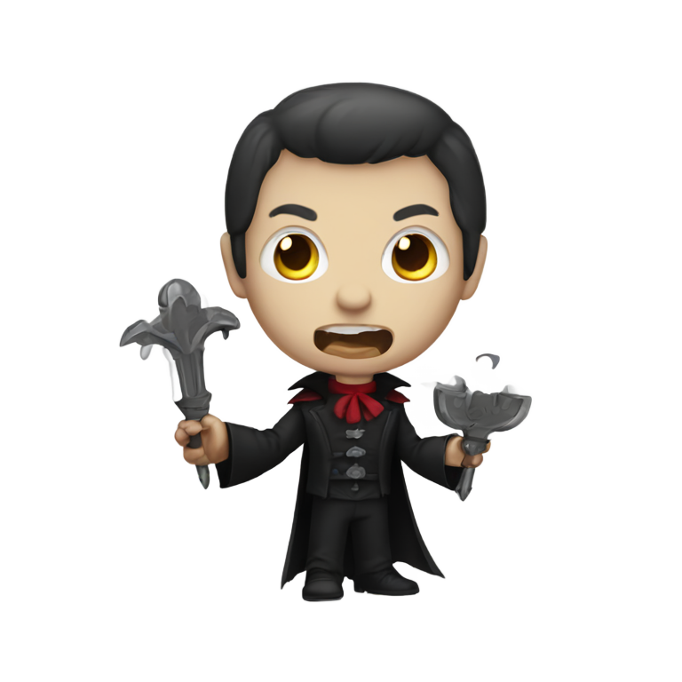 genmoji : vampire avec un flingue dans les mains