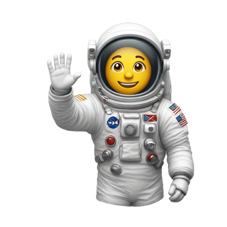 絵文字：宇宙飛行士が手を振る（バストアップ）