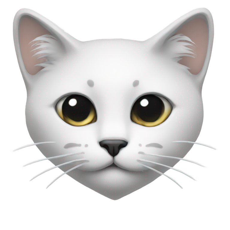 genmoji: a white heart with a cat face in it