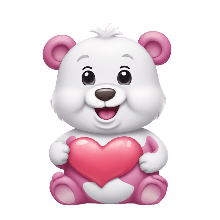 genmoji: Care Bear with a smiling face with Heart-Eyes on his belly.