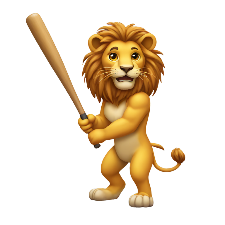 genmoji: Lion with a baseball bat