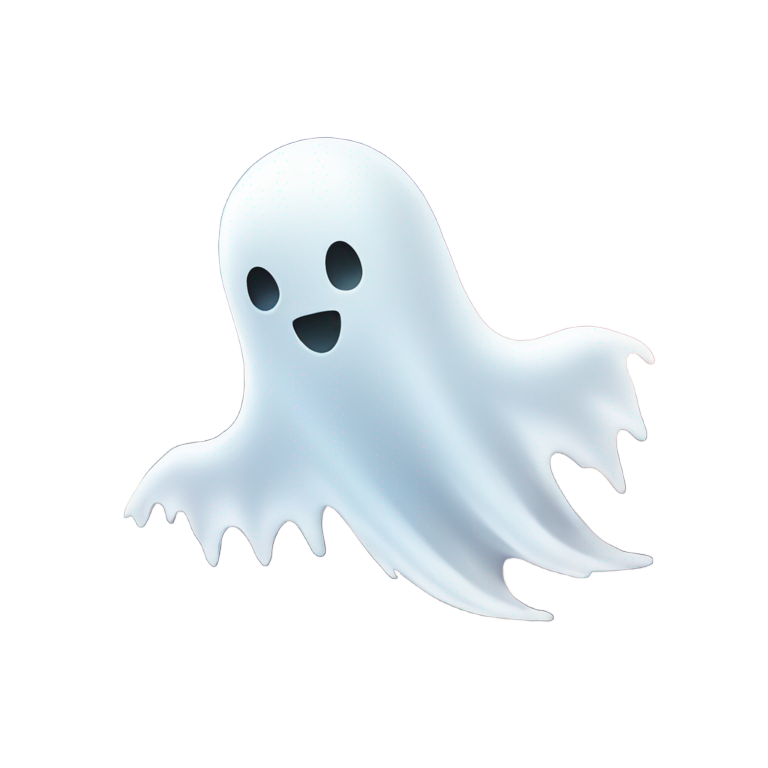 genmoji: ghost flying through a city