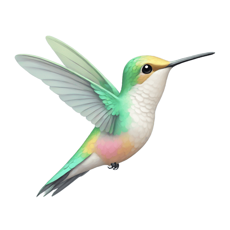 絵文字：A hummingbird in pastel colors.