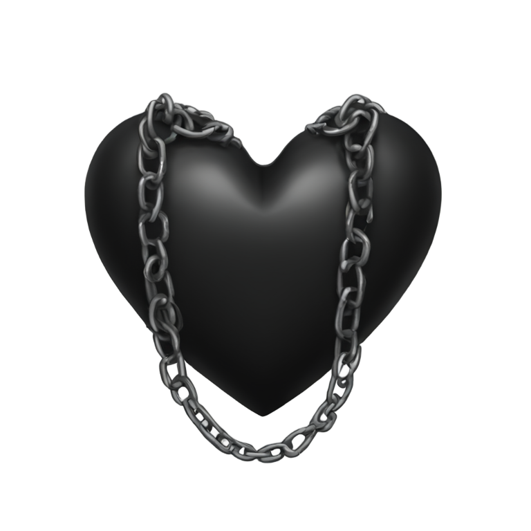 絵文字：black heart with chains