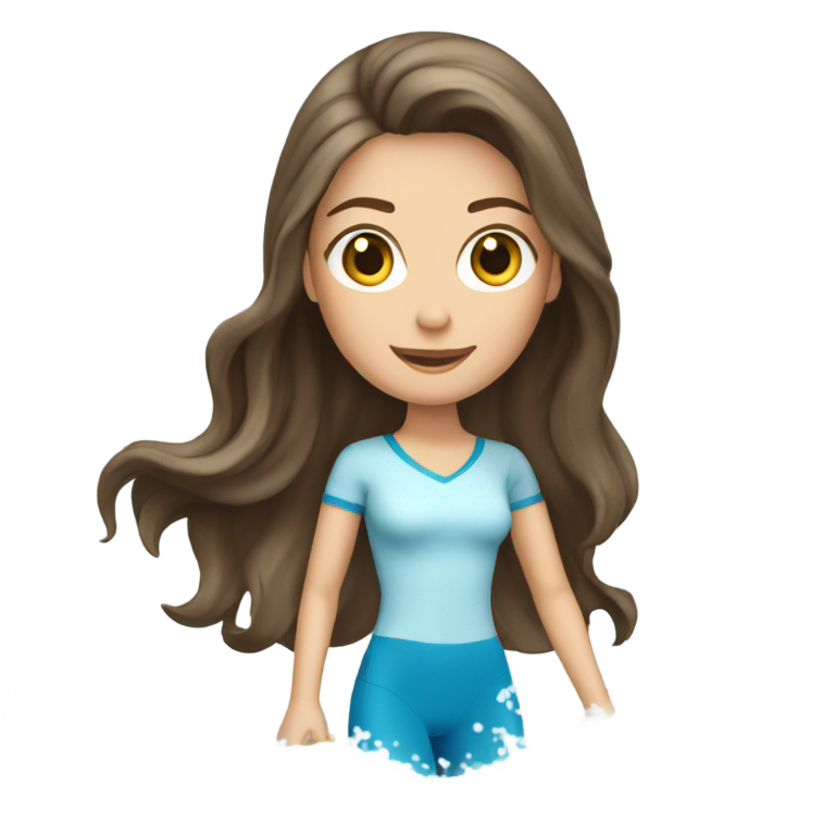 genmoji：白人女子棕发在巨大海浪上冲浪