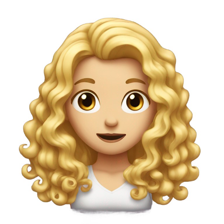genmoji：金发长卷发女孩惊讶表情