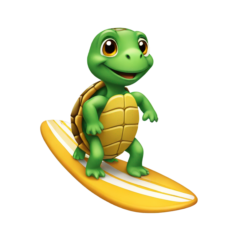 genmoji: turtle riding a surfboard