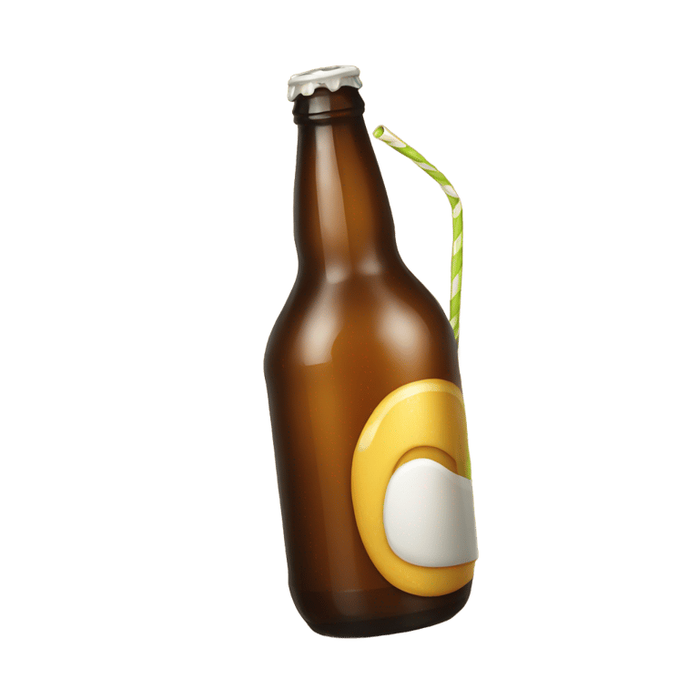 genmoji : Beer bottle with straw