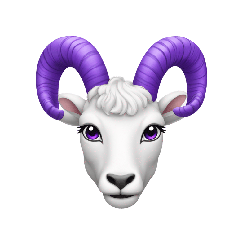 genmoji : A white Capricorn with one purple horn