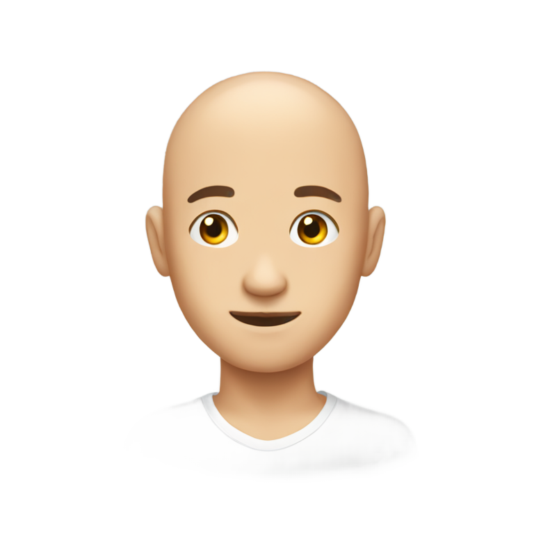 絵文字：bald spot in the middle of the hair
