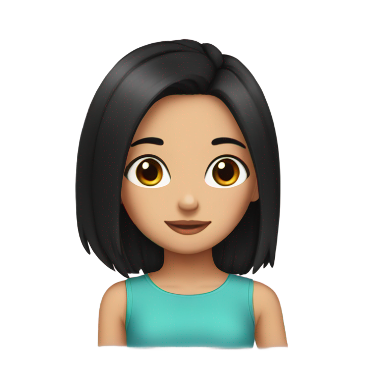 genmoji: Dalia cute with heart  black hair