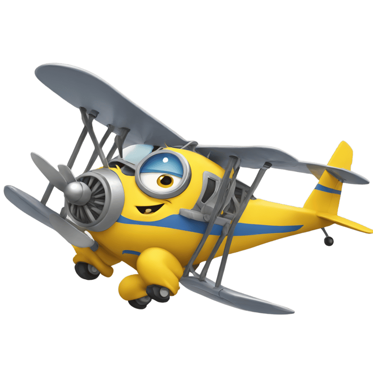 genmoji：minion flying a plane into a tower