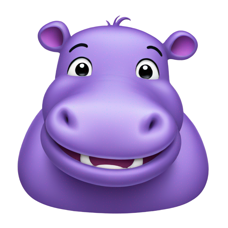 genmoji : Hippo violet heureux qui sourit