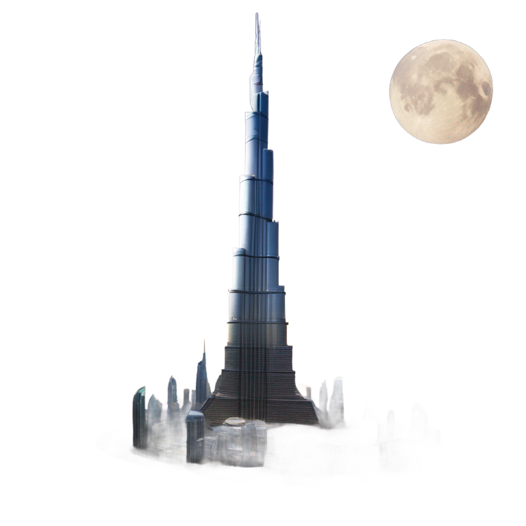 genmoji: Burj Khalifa on the moon