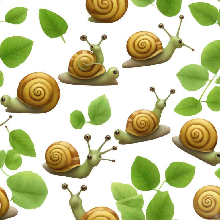 genmoji : Un escargot jouant avec des bébés escargots au parc.