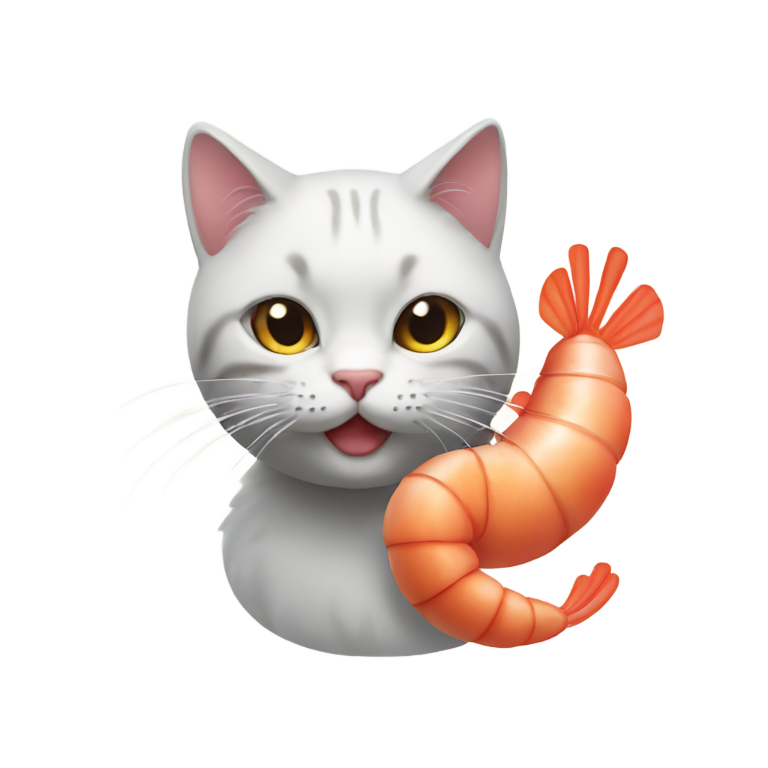 genmoji : Un chat avec un corps de crevette