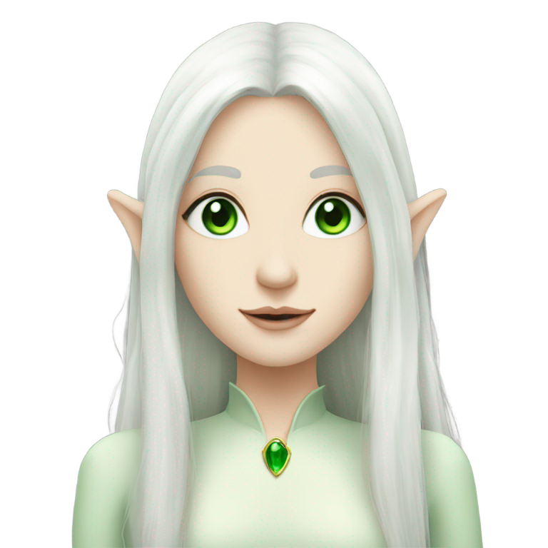 genmoji：绿眼长白发的苍白精灵女子