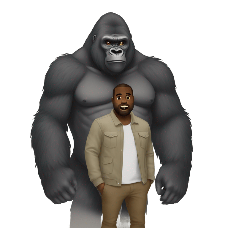 genmoji : big mok gorilla with kanye west