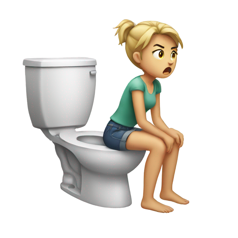 genmoji：生气女孩用力上厕所
