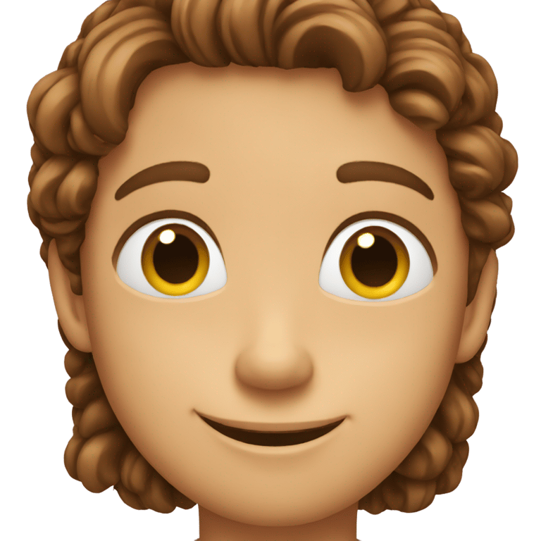 genmoji : an emoji with brown hair who is tied and happy