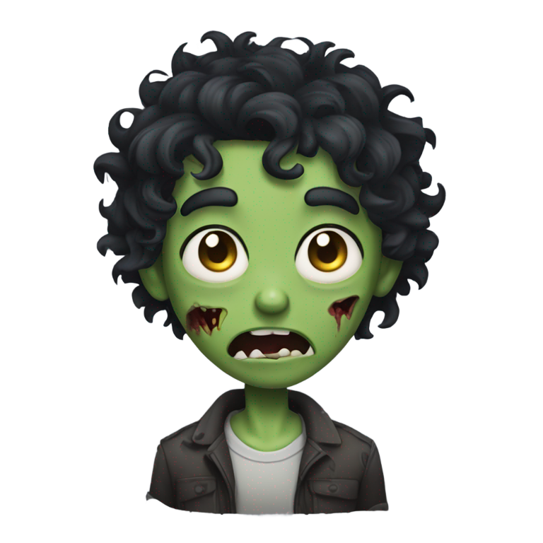 genmoji：男孩僵尸，卷曲黑发