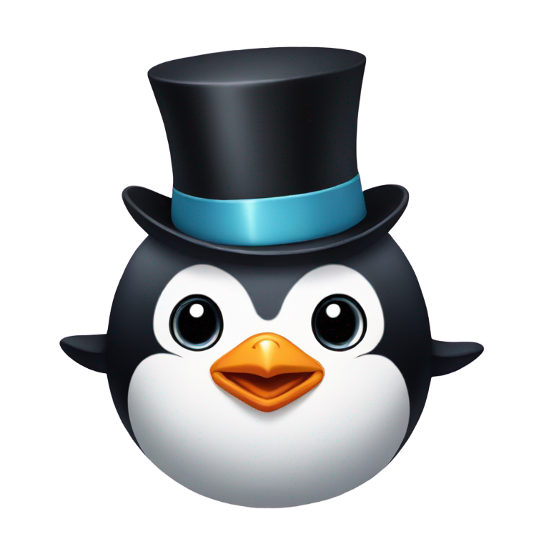 絵文字：小さなトップハットをかぶった赤ちゃんペンギン