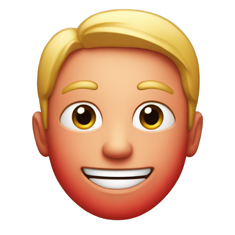 genmoji : Sourire rouge très large, petits yeux