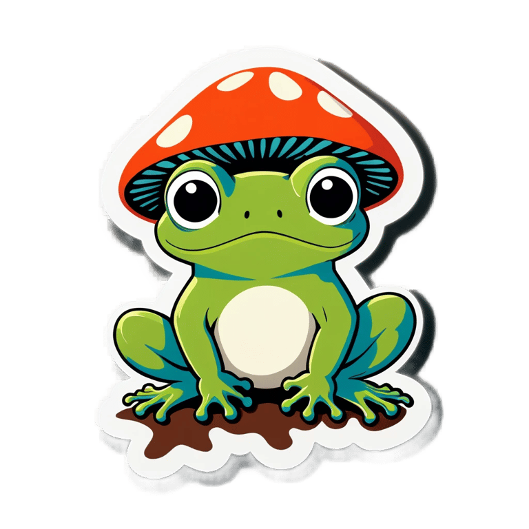 絵文字：キノコのカエル