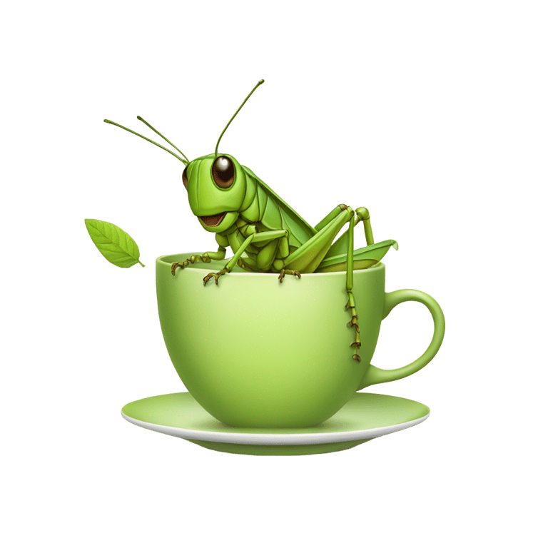 絵文字：お茶のカップの中のバッタ