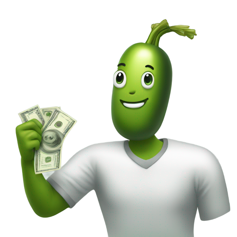 genmoji : Créer un cornichon tenant de l'argent