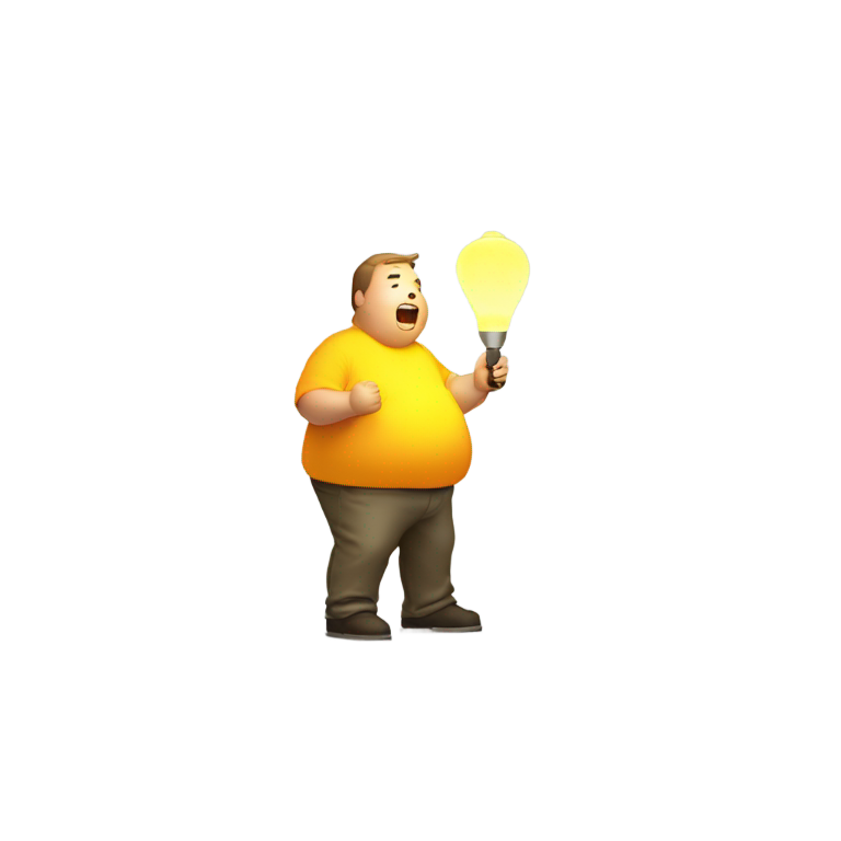 genmoji：胖男人被荧光灯（那种长条的）猛烈击打