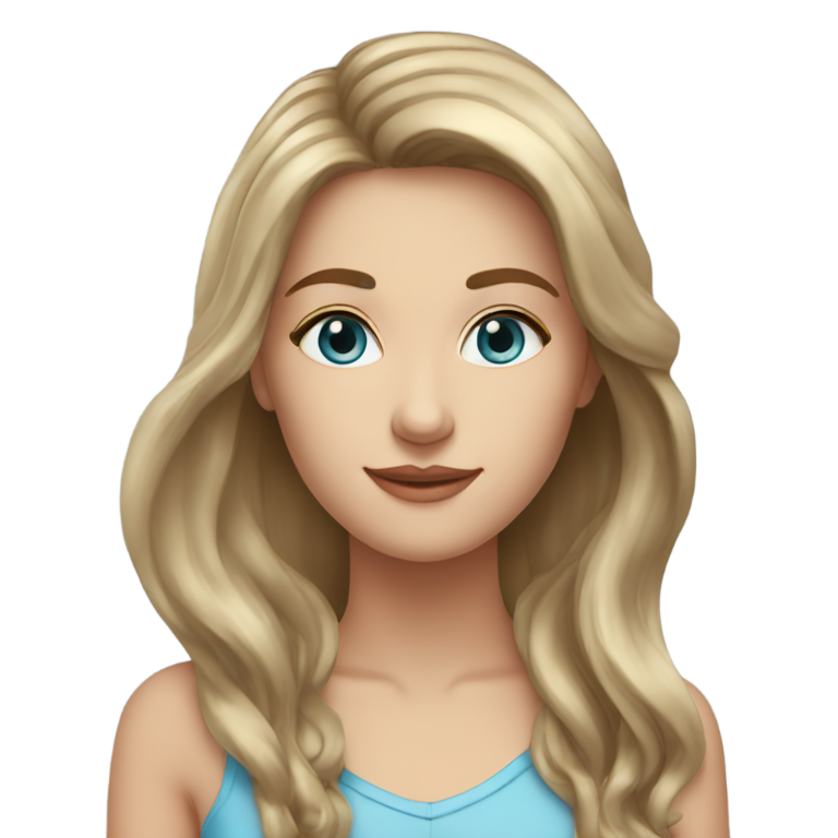 genmoji: A fair skin woman; long brunette hair past shoulders; light blue eyes