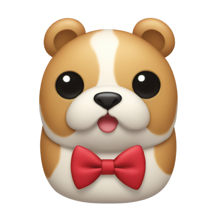 genmoji: Rollie pollie with a bow tie