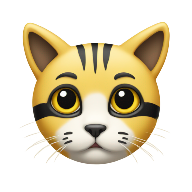 genmoji: Yellow cat with black stripes looks shy