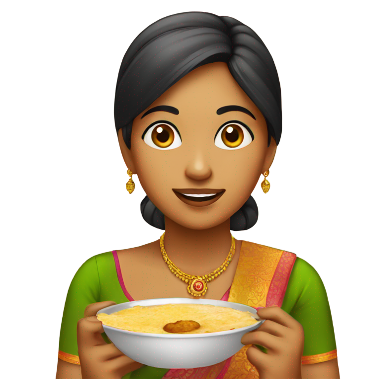 genmoji : Une fille indienne mangeant du panipuri.