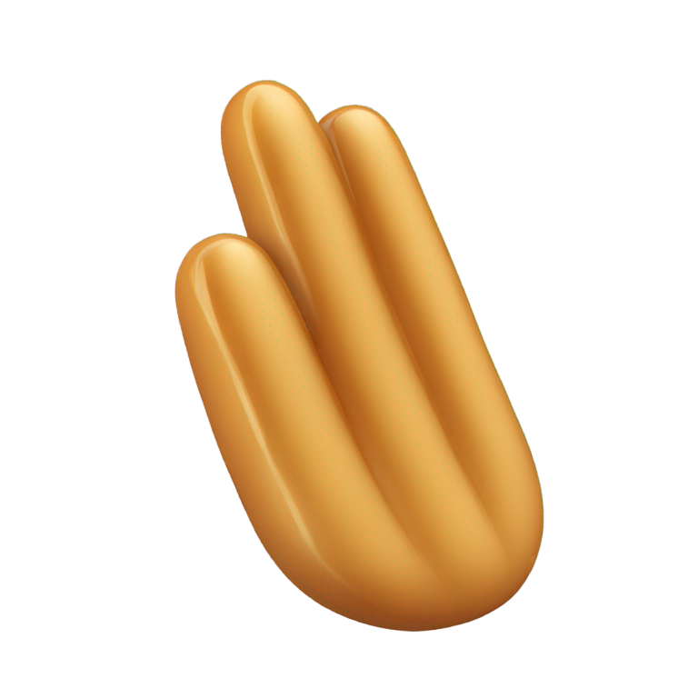 genmoji：3根金棕色手指饼并排放置，呈45度或等距3D角度。