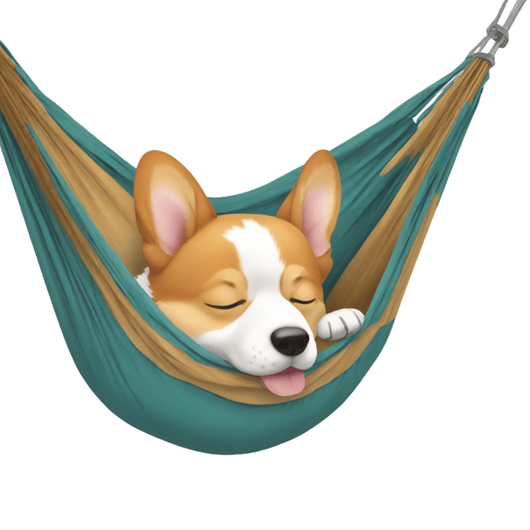 genmoji：A corgi sleeping in a hammock
