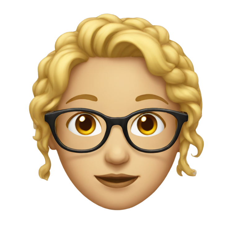 genmoji : Fille avec des lunettes à monture fine dorée