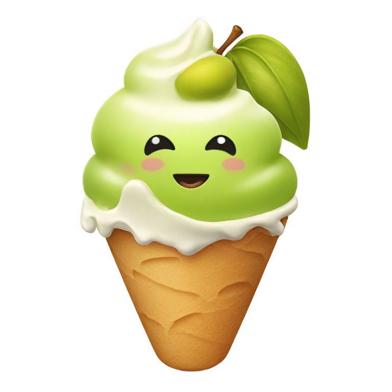 絵文字：ピスタチオアイスを食べて太る笑顔