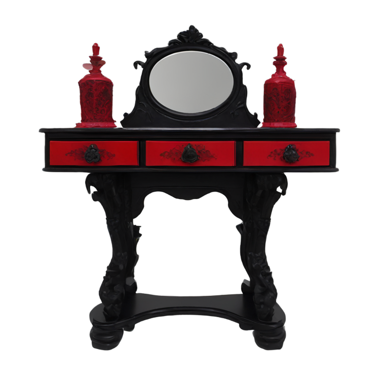 genmoji: red and black gothic vintage vanity alter